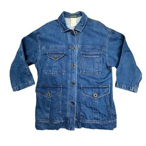 Harve Benard Denim Chore Jacket Mens Med Blue Cotton Utility Workwear Coat VTG